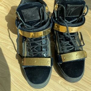 Giuseppe Zanotti dark blue velvet sneaker 40 men